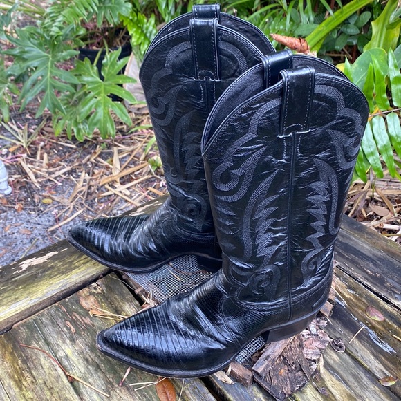 mens black snake skin boots